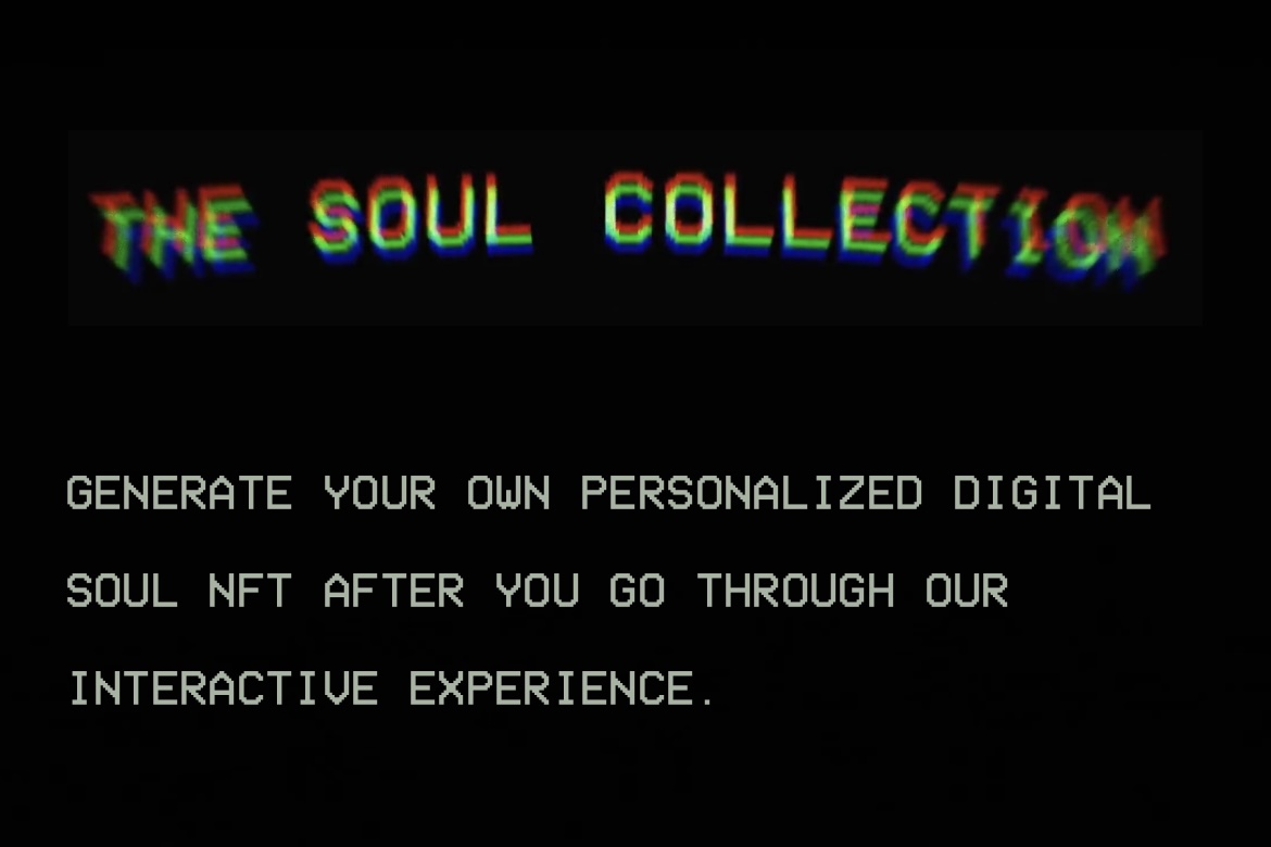 Soul Collections landing page featuring its colourful logo and introduction to the interactive NFT experience.